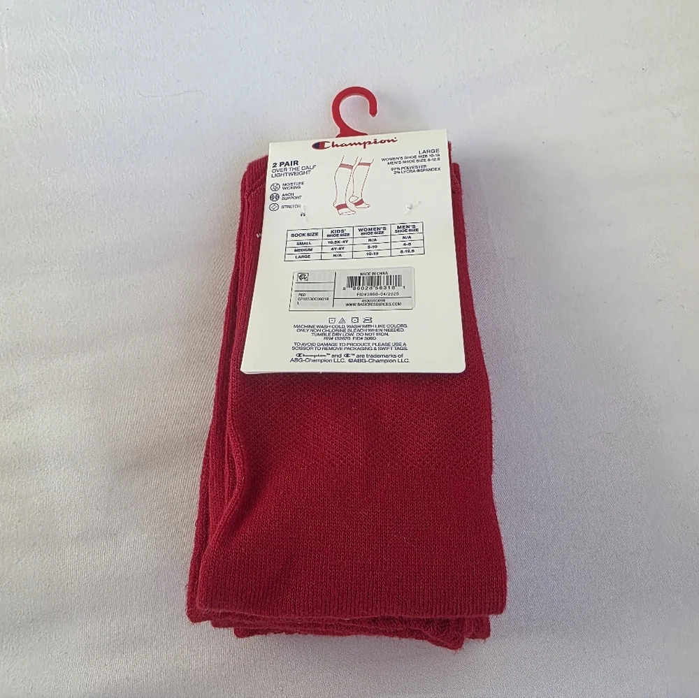 Champion Bold Red Athletic Over The Calf Socks NWT Size Large